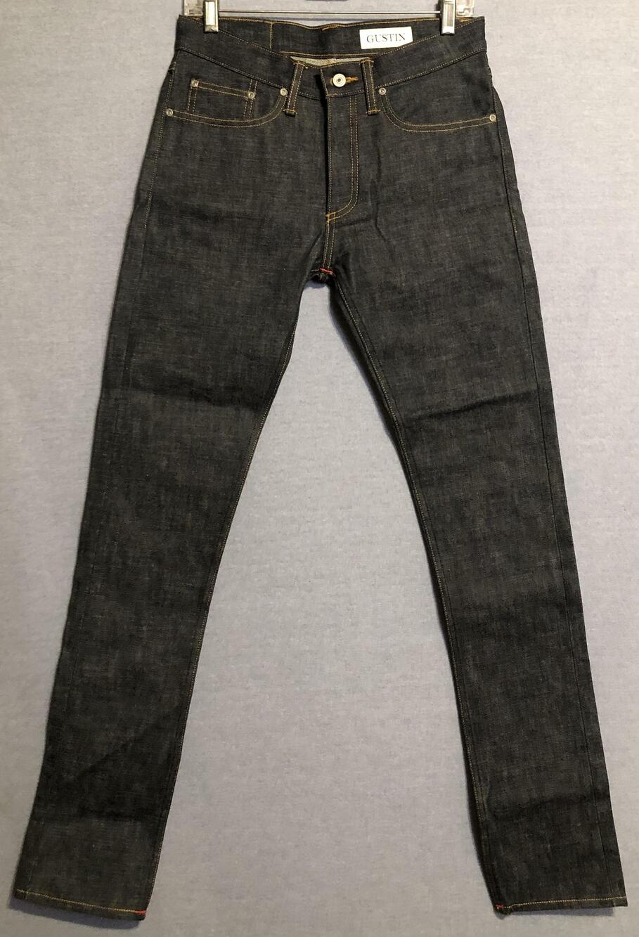 Gustin Jeans Mens 30x34 Selvedge California Skinny Blue Raw Denim Made In USA